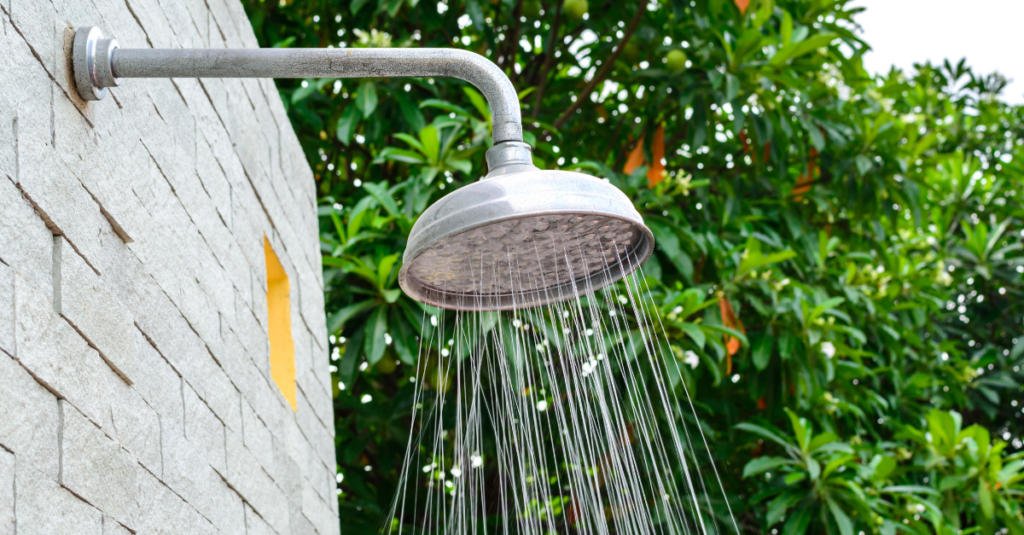 outdoor shower to cool down in summer